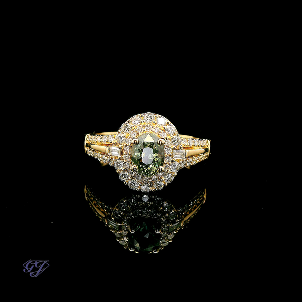 18K Yellow Gold Natural 1.00ctw Oval Alexandrite & Diamond Ring Geneva Jewelry Riverside, CA