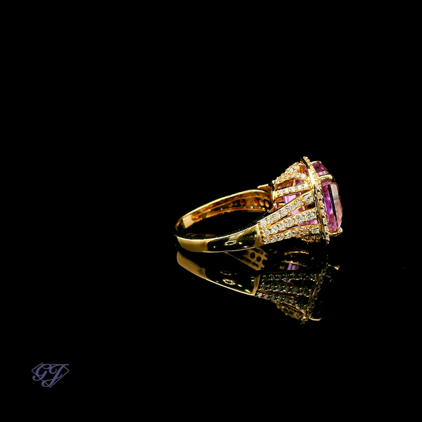 18K Yellow Gold Natural 8.00ctw Kunzite & Diamond Ring Image 4 Geneva Jewelry Riverside, CA