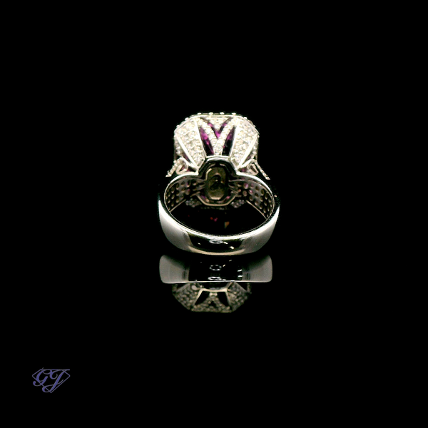 18K White Gold Natural 17.80ctw Kunzite & Diamond Ring Image 3 Geneva Jewelry Riverside, CA