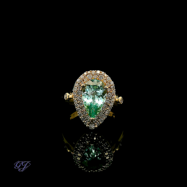 18K Yellow Gold Paraiba Tourmaline & Diamond Ring - 2.14ctw Geneva Jewelry Riverside, CA