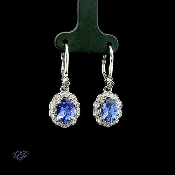 18K White Gold 3.35ct Oval Tanzanite Earrings Image 2 Geneva Jewelry Riverside, CA