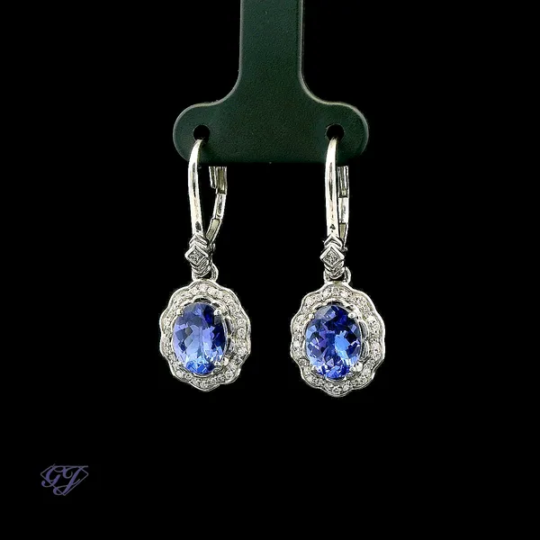 18K White Gold 3.35ct Oval Tanzanite Earrings Image 3 Geneva Jewelry Riverside, CA