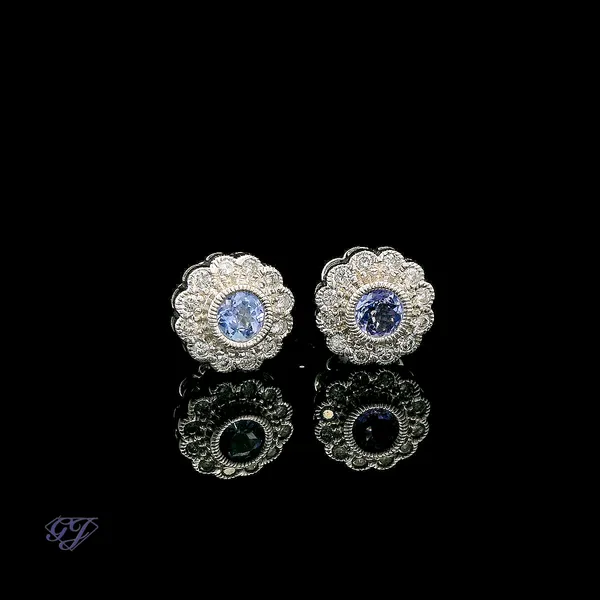14K White Gold 0.84 Round Tanzanite Earrings Image 2 Geneva Jewelry Riverside, CA
