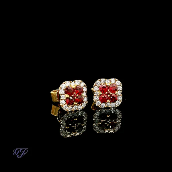 18K Yellow Gold 0.66ctw Ruby Earrings Image 2 Geneva Jewelry Riverside, CA