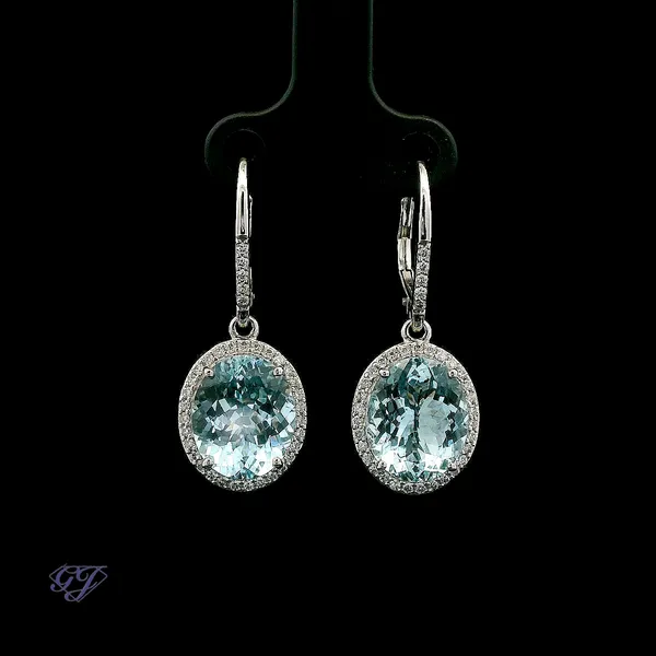 18K White Gold 8.03 Oval Aquamarine Earrings Geneva Jewelry Riverside, CA