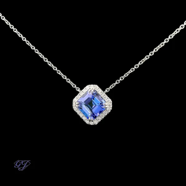 18K White Gold 2.33ct Square Emerald Cut Tanzanite Pendant Image 3 Geneva Jewelry Riverside, CA