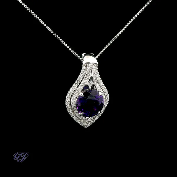 18K White Gold 3.39ct Round Amethyst Pendant Image 2 Geneva Jewelry Riverside, CA