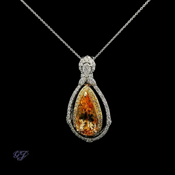 18K White Gold 4.79ct Pear Imperial Topaz Pendant Image 3 Geneva Jewelry Riverside, CA