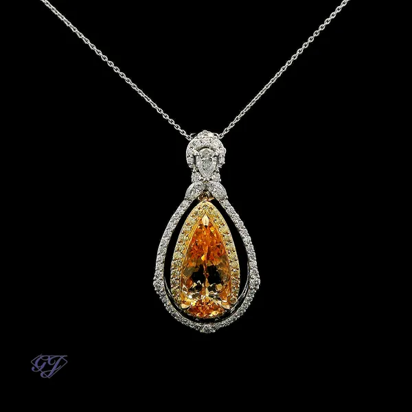 18K White Gold 4.79ct Pear Imperial Topaz Pendant Geneva Jewelry Riverside, CA