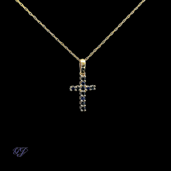 14K Yellow Gold Natural .14ctw Sapphire Pendant Image 2 Geneva Jewelry Riverside, CA