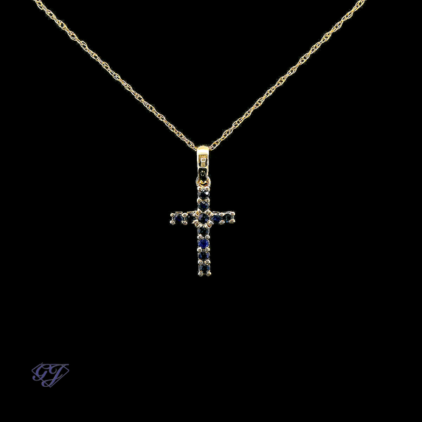 14K Yellow Gold Natural .14ctw Sapphire Pendant Geneva Jewelry Riverside, CA