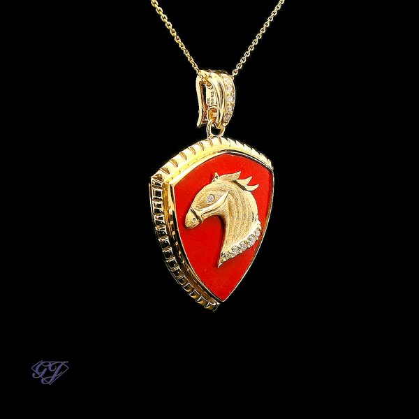 18K Yellow Gold Ferrarite and Diamond Pendant - 6.73ctw Image 2 Geneva Jewelry Riverside, CA