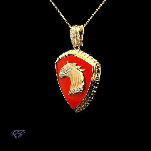 18K Yellow Gold Ferrarite and Diamond Pendant - 6.73ctw Image 3 Geneva Jewelry Riverside, CA