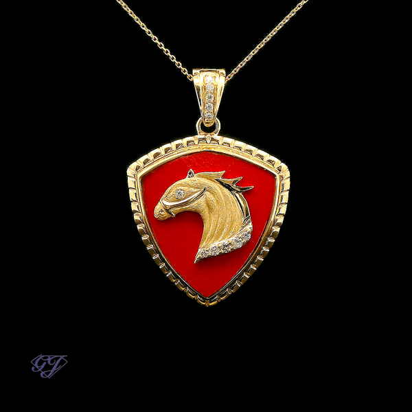 18K Yellow Gold Ferrarite and Diamond Pendant - 6.73ctw Geneva Jewelry Riverside, CA