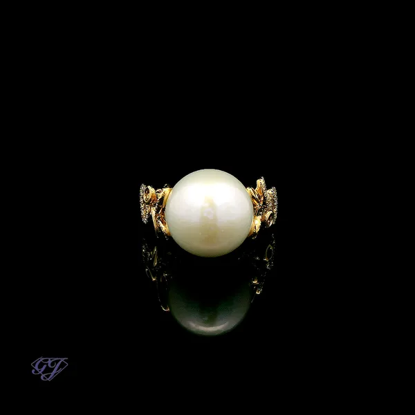 18K Yellow Gold 11.7mm Freshwater Pearl Ring Image 2 Geneva Jewelry Riverside, CA