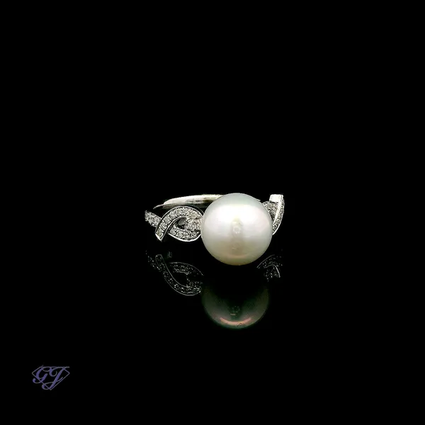 18K White Gold 9.40mm Freshwater Pearl Ring Image 2 Geneva Jewelry Riverside, CA