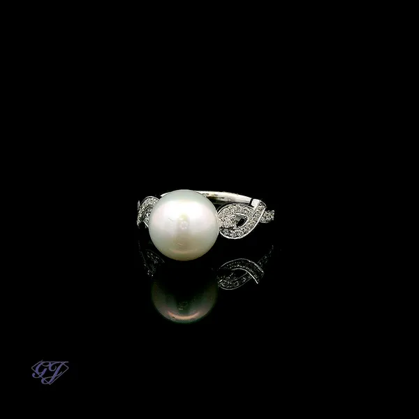 18K White Gold 9.40mm Freshwater Pearl Ring Image 3 Geneva Jewelry Riverside, CA