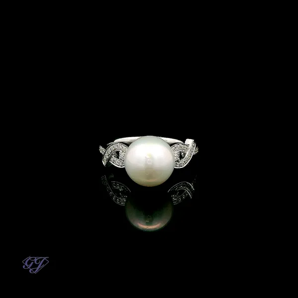 18K White Gold 9.40mm Freshwater Pearl Ring Geneva Jewelry Riverside, CA