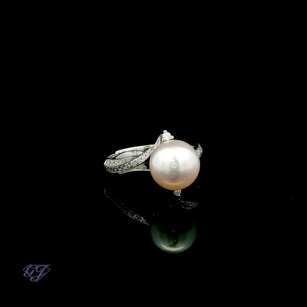 18K White Gold 9mm Freshwater Pearl Ring Image 2 Geneva Jewelry Riverside, CA