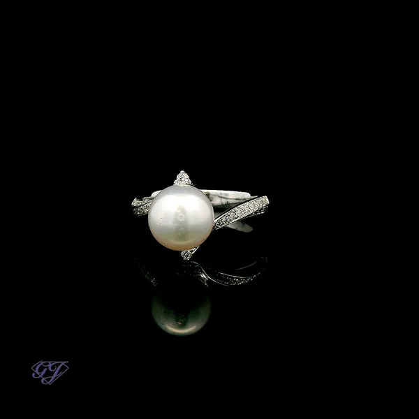 18K White Gold 8.5mm Freshwater Pearl Ring Image 3 Geneva Jewelry Riverside, CA