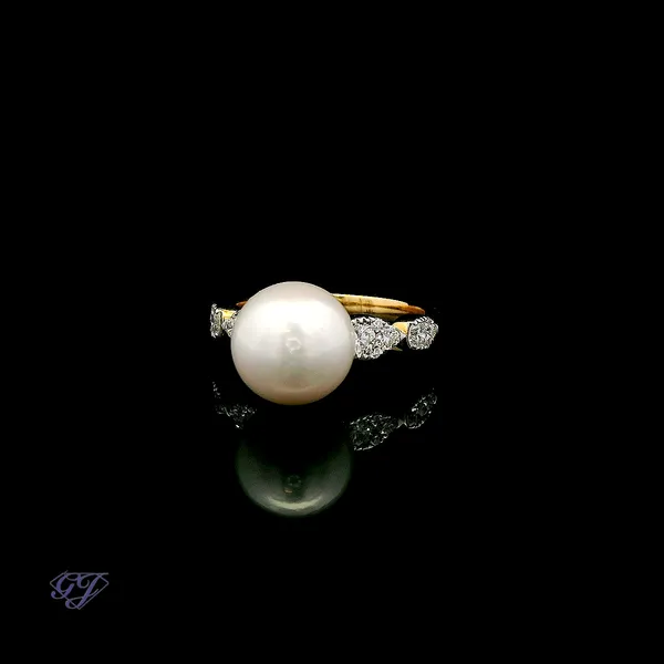 18K Yellow Gold 10mm Freshwater Pearl Ring Image 3 Geneva Jewelry Riverside, CA