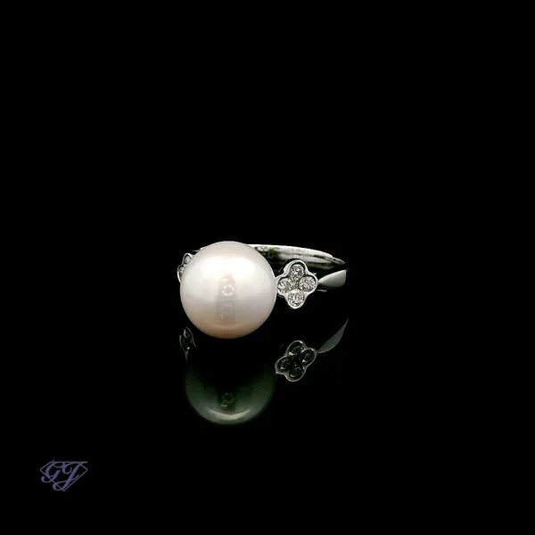 18K White Gold 9.4mm Freshwater Pearl Ring Image 3 Geneva Jewelry Riverside, CA