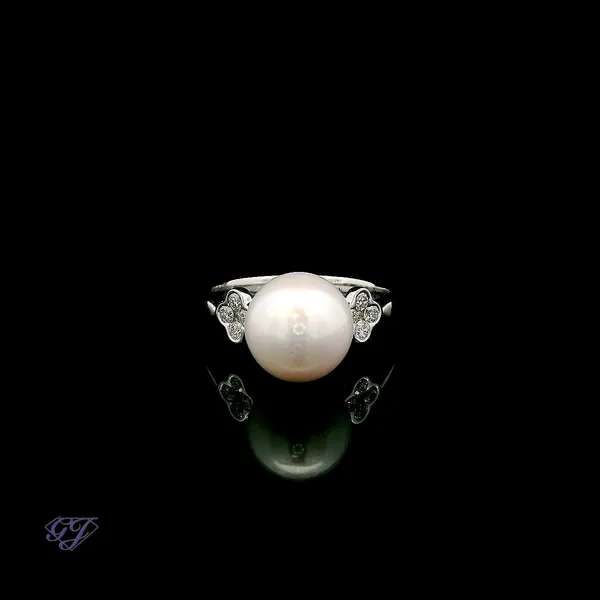 18K White Gold 9.4mm Freshwater Pearl Ring Geneva Jewelry Riverside, CA