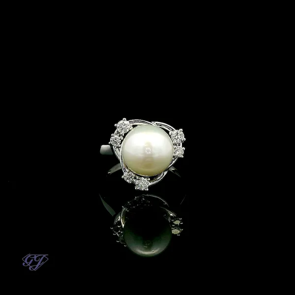 18K White Gold 9mm Freshwater Pearl Ring Geneva Jewelry Riverside, CA