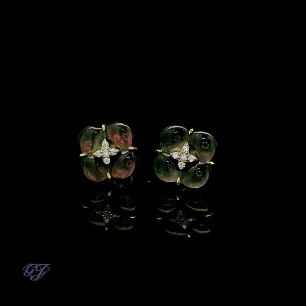 18K Yellow Gold 1.18ct Tahitian Pearl Earrings Image 3 Geneva Jewelry Riverside, CA