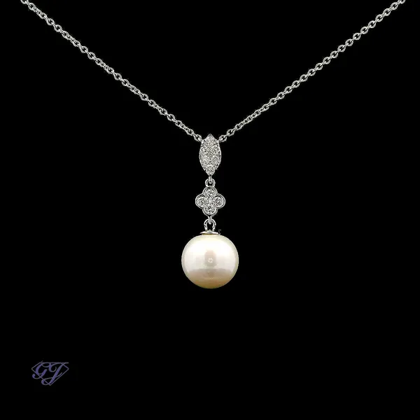 18K White Gold 9.70mm Freshwater Pearl Pendant Geneva Jewelry Riverside, CA