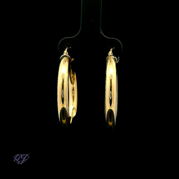 Italian 14K Yellow Gold Medium Hoop Earrings Image 3 Geneva Jewelry Riverside, CA