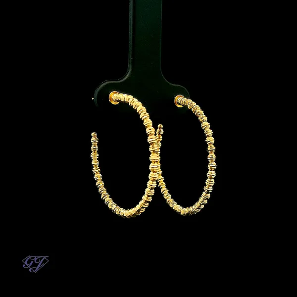 Italian 14K Diamond Cut Hoop Earrings Image 2 Geneva Jewelry Riverside, CA