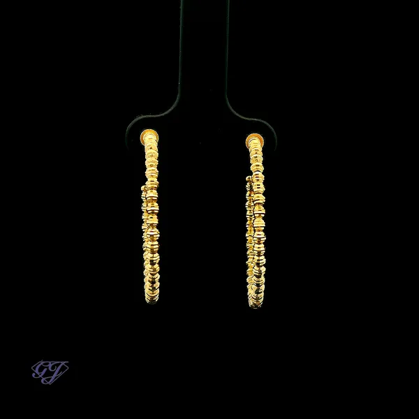 Italian 14K Diamond Cut Hoop Earrings Image 3 Geneva Jewelry Riverside, CA