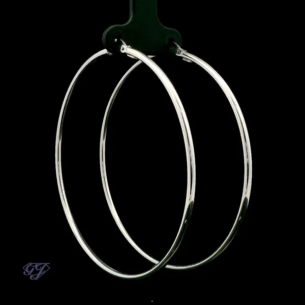 Italian 14K White Gold Large Hoop Earrings Geneva Jewelry Riverside, CA