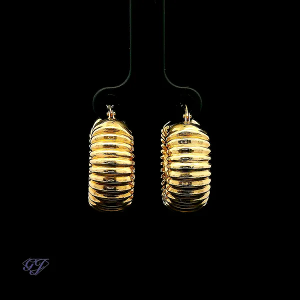 Italian 14K Gold Ribbed Hoop Earrings Geneva Jewelry Riverside, CA