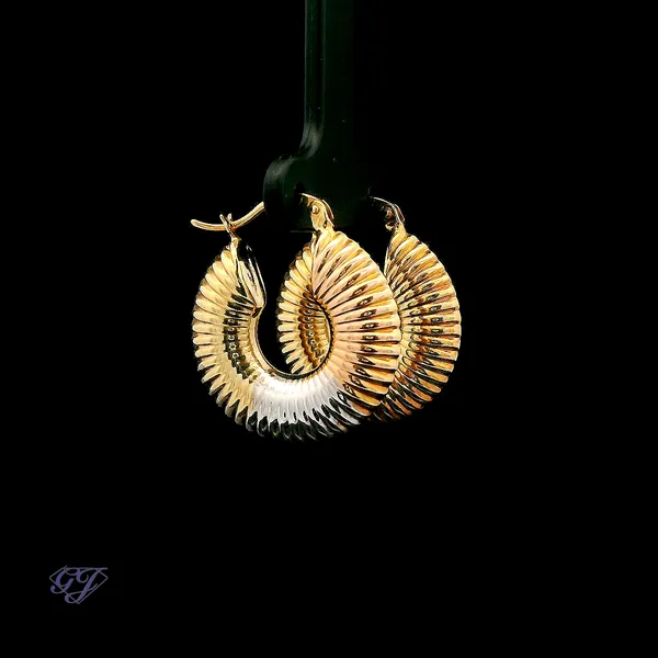 Italian 14K Tri-Color Hoop Earrings Image 2 Geneva Jewelry Riverside, CA