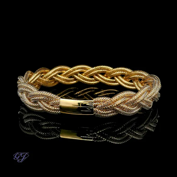Italian 14K Yellow Gold Braided Bracelet Image 3 Geneva Jewelry Riverside, CA