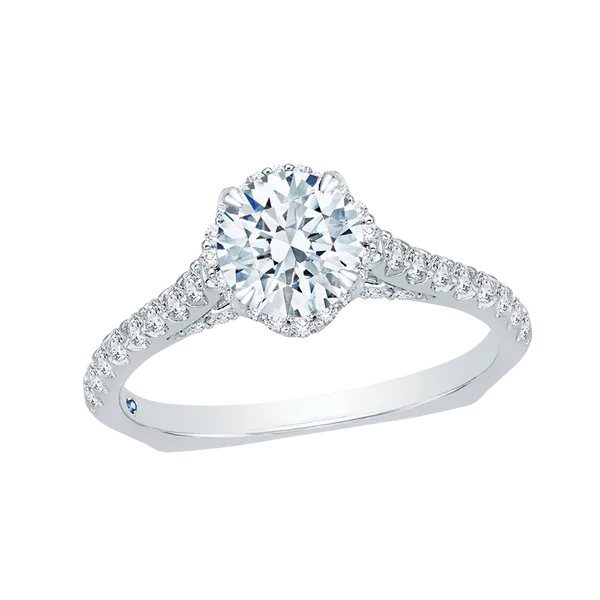 White Gold Round Diamond Floral Engagement Ring Image 4 George & Company Diamond Jewelers Dickson City, PA