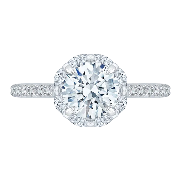 14K White Gold Round Cut Diamond Halo Engagement Ring (Semi-Mount) George & Company Diamond Jewelers Dickson City, PA