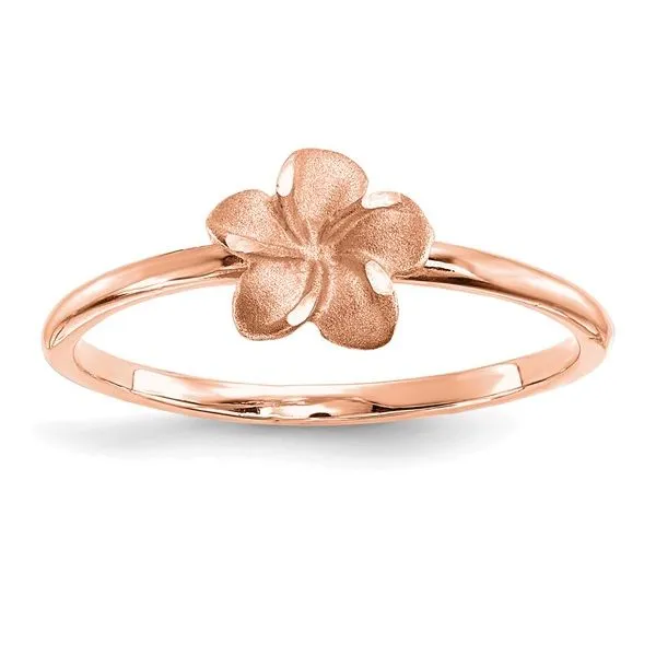 14k Rose Brushed and Polished D/C Plumeria Ring Image 4 George & Company Diamond Jewelers Dickson City, PA