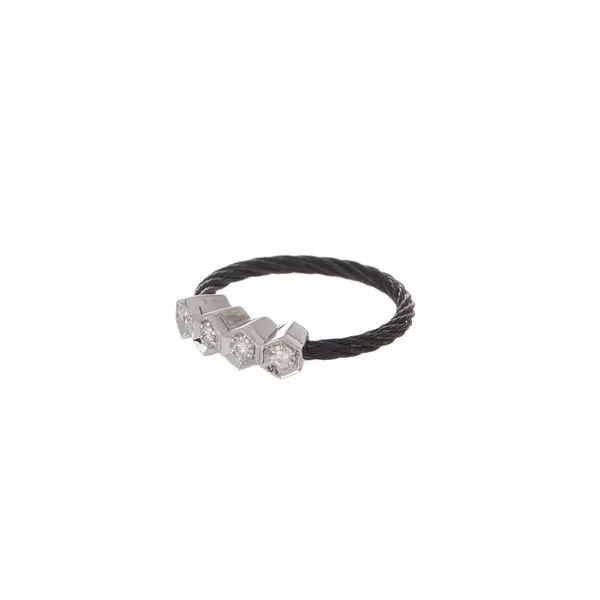 ALOR Black cable ring with 4 diamond stations George Press Jewelers Livingston, NJ