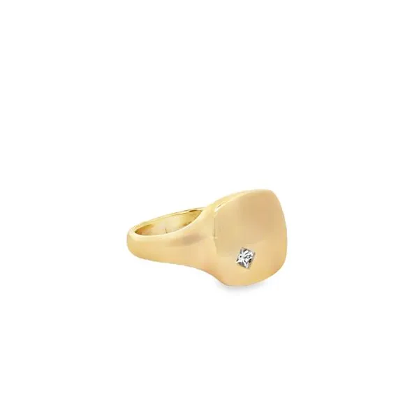14 Karat Yellow Gold Signet Ring with Diamond George Press Jewelers Livingston, NJ