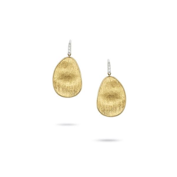 Marco Bicego® 18K Yellow Gold & Diamond Pave Medium French Wire Earrings George Press Jewelers Livingston, NJ