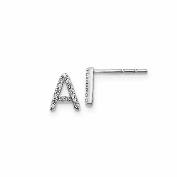 14k White Gold Diamond Initial A Earrings George Press Jewelers Livingston, NJ