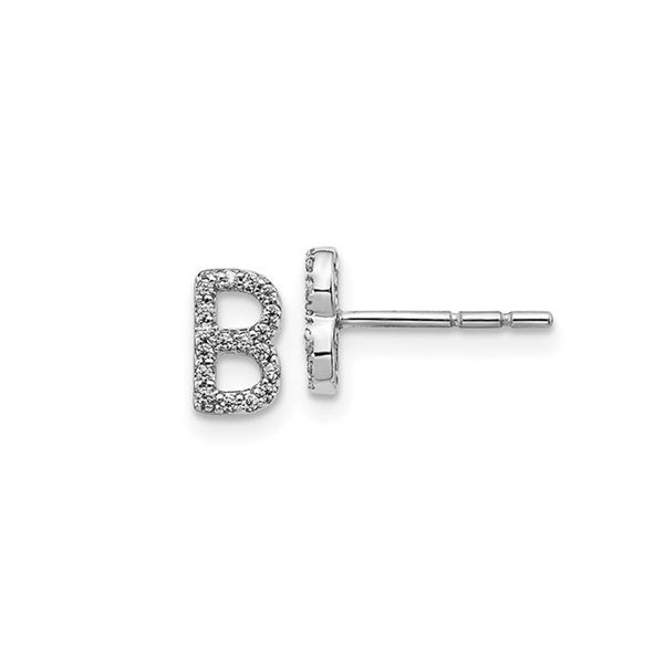 14k White Gold Diamond Initial B Earrings George Press Jewelers Livingston, NJ