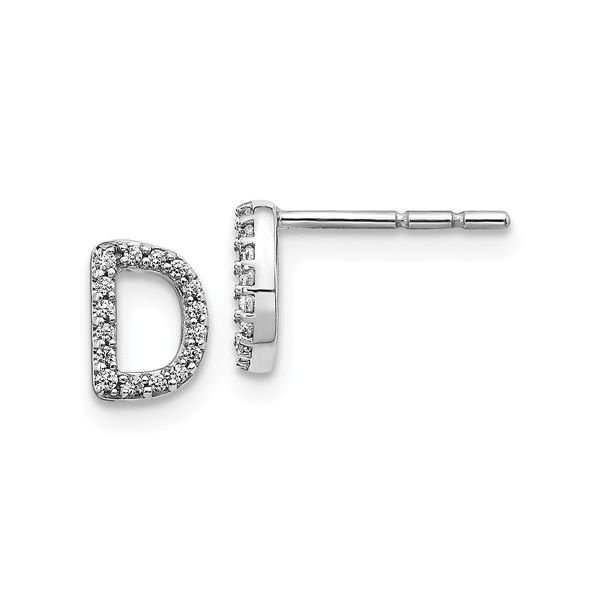 14K Initial D Diamond Initial Earrings George Press Jewelers Livingston, NJ