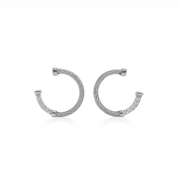 ALOR Grey Cable Hoop Earrings George Press Jewelers Livingston, NJ