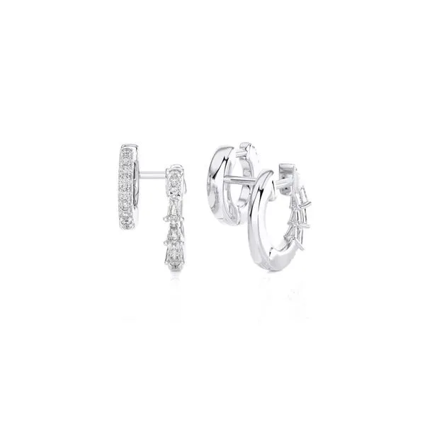 Elan White 14 Karat Small Double Hoop Earring Image 2 George Press Jewelers Livingston, NJ