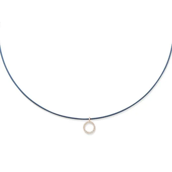 ALOR Blueberry Cable Halo Necklace with 18kt Rose Gold & Diamonds George Press Jewelers Livingston, NJ