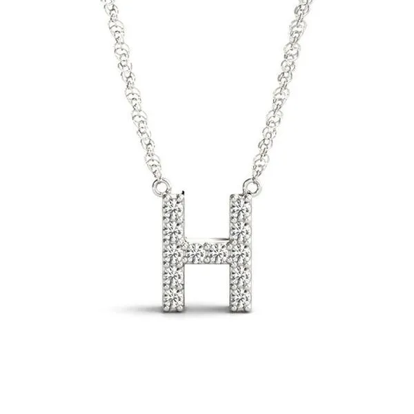 14K Diamond H Necklace George Press Jewelers Livingston, NJ